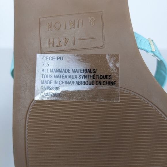 14th & Union Womens Shoes Cece Light Blue Croco Flat Sandals Size 7.5 - Picture 9 of 9